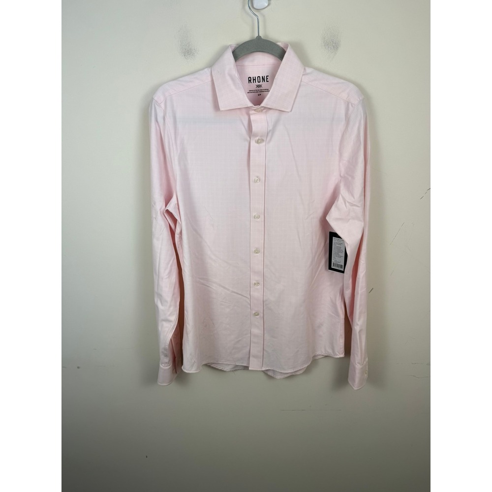 Rhone State of Mind Slim Fit Shirt Mens Small Pink Check NEW